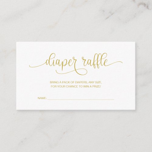 Baby Shower Diaper Raffle Hand Lettered Gold Enclosure Card