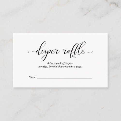 Baby Shower Diaper Raffle Modern Black Script Enclosure Card