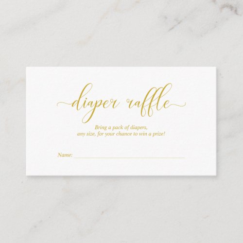 Baby Shower Diaper Raffle Modern Gold Script Enclosure Card