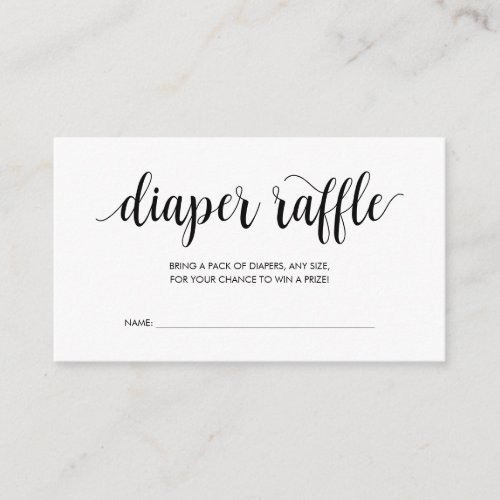 Baby Shower Diaper Raffle Modern Rustic Black Enclosure Card