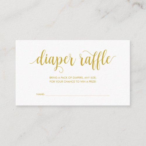 Baby Shower Diaper Raffle Modern Rustic Gold Enclosure Card