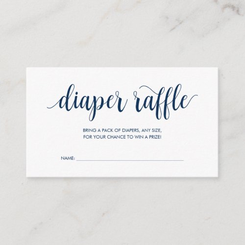 Baby Shower Diaper Raffle Modern Rustic Navy Blue Enclosure Card