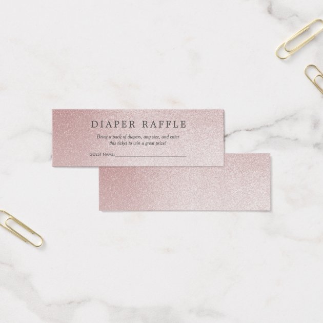 Baby Shower Diaper Raffle | Ombre Rose Glitter Mini Business Card