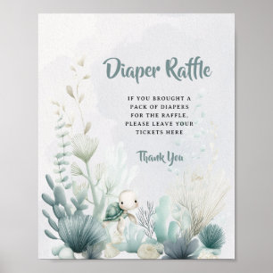 Baby Shower Diaper Raffle Sign Ocean Sea Themed 