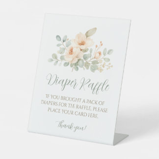 Baby Shower Diaper Raffle Sign Watercolor Flowers