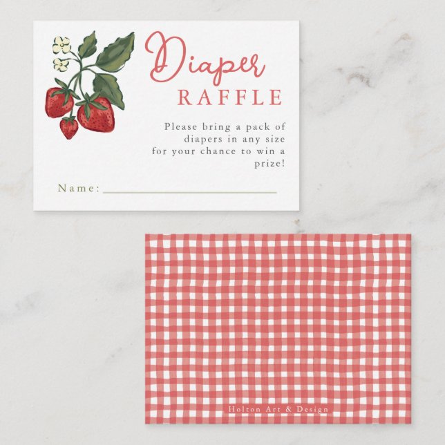 Baby Shower Diaper Raffle Ticket Berry Theme Enclosure Card (Front/Back)