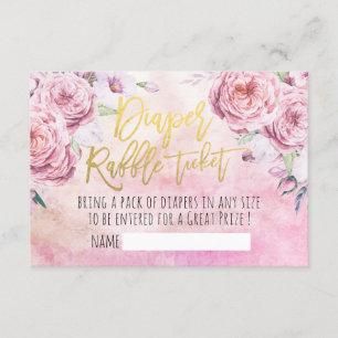 Baby Shower Diaper Raffle Ticket Bohemian Flowers Invitation