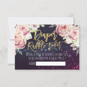 Baby Shower Diaper Raffle Ticket Boho Floral Light Invitation