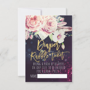 Baby Shower Diaper Raffle Ticket Boho Floral Light Invitation