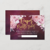 Baby Shower Diaper Raffle Ticket Boho Floral Red Enclosure Card (Front/Back)