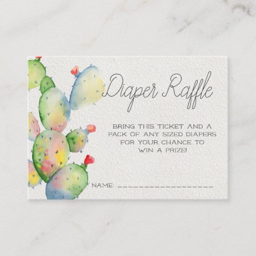 Baby Shower Diaper Raffle Ticket  Cactus Enclosure Card