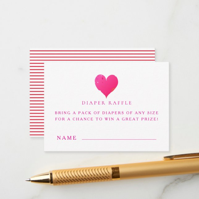 Baby Shower Diaper Raffle Ticket Cards (Front/Back In Situ)
