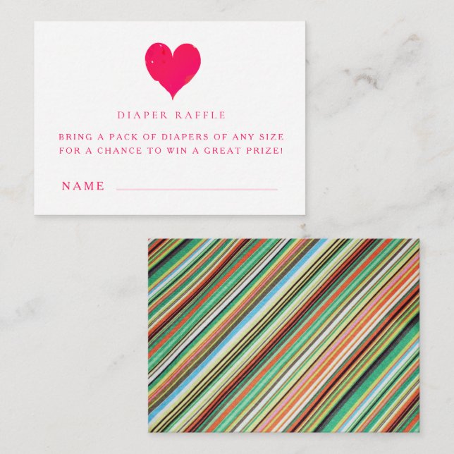 Baby Shower Diaper Raffle Ticket Cards (Front/Back)