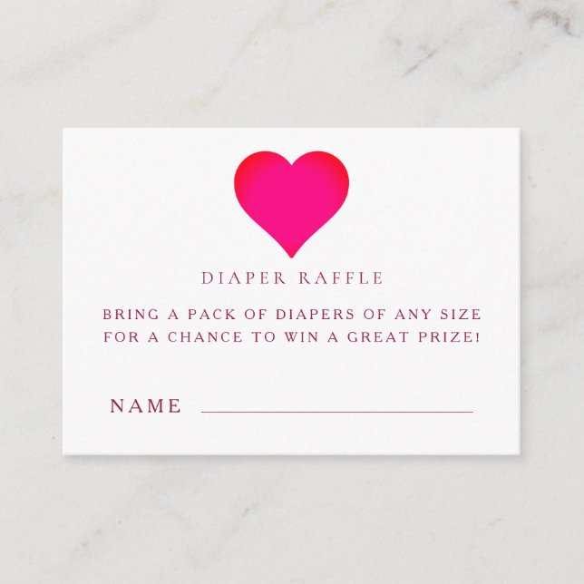 Baby Shower Diaper Raffle Ticket Cards (Front)
