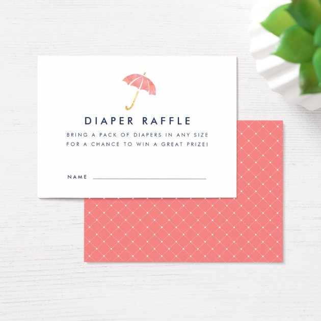 Baby Shower Diaper Raffle Ticket Invitations | Coral