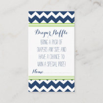 Baby Shower Diaper Raffle Ticket Chevron Blue Lime Enclosure Card