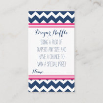 Baby Shower Diaper Raffle Ticket Chevron Blue Pink Enclosure Card