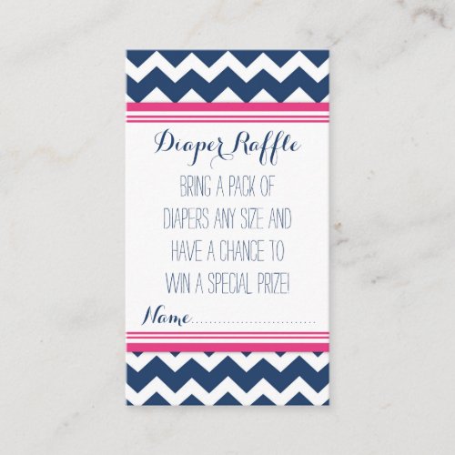 Baby Shower Diaper Raffle Ticket Chevron Blue Pink Enclosure Card