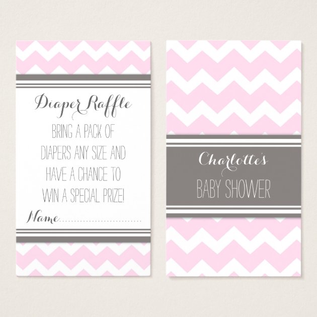 Baby Shower Diaper Raffle Ticket Chevron Pink Grey