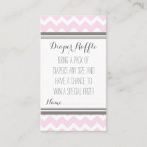 Baby Shower Diaper Raffle Ticket Chevron Pink Grey Enclosure Card