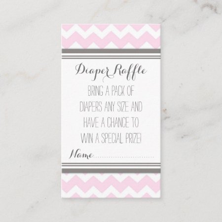 Baby Shower Diaper Raffle Ticket Chevron Pink Grey Enclosure Card