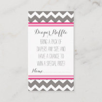 Baby Shower Diaper Raffle Ticket Chevron Pink Grey Enclosure Card