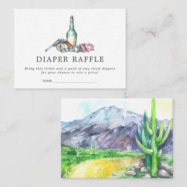 Baby Shower Diaper Raffle Ticket | Cowboy Western Enclosure Card (Front/Back)