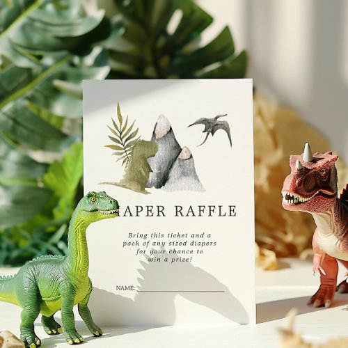 Baby Shower Diaper Raffle Ticket  Dinosaur Enclosure Card
