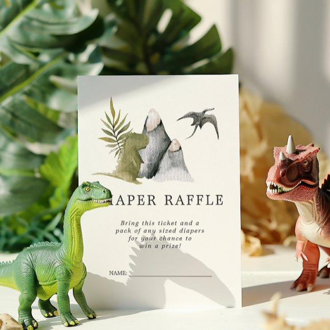 Baby Shower Diaper Raffle Ticket | Dinosaur Enclosure Card (Creator Uploaded)