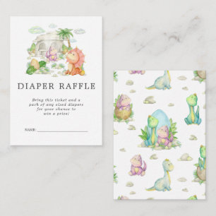 Baby Shower Diaper Raffle Ticket Dinosaur Enclosure Card