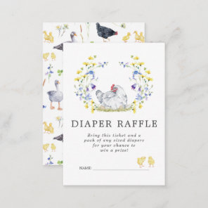 Baby Shower Diaper Raffle Ticket | Floral Chickens Enclosure Card