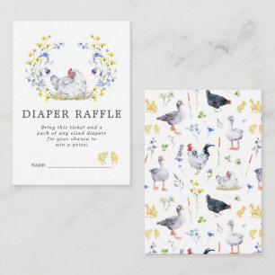 Baby Shower Diaper Raffle Ticket   Floral Chickens Enclosure Card