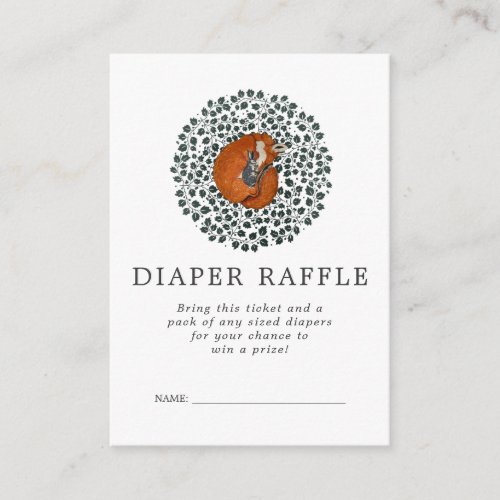 Baby Shower Diaper Raffle Ticket  Fox  Hare Enclosure Card