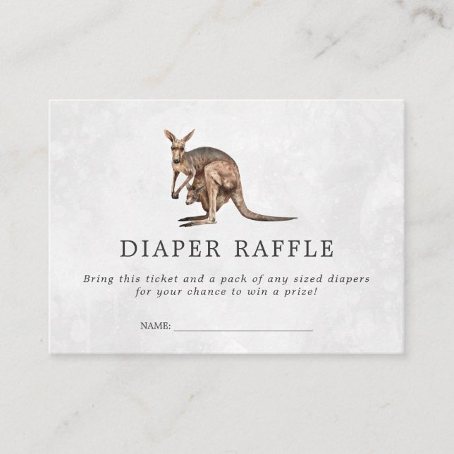 Baby Shower Diaper Raffle Ticket | Kangaroo Baby Enclosure Card (Front)