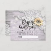 Baby Shower Diaper Raffle Ticket Lace Sunflower Enclosure Card (Front/Back)