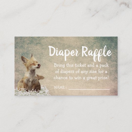 Baby Shower Diaper Raffle Ticket Little Fox Enclosure Card | Zazzle.com