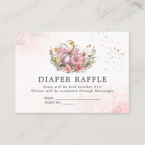 Baby Shower Diaper Raffle Ticket  Little Pumpkin Enclosure Card