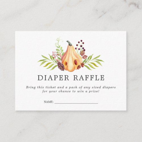Baby Shower Diaper Raffle Ticket  Little Pumpkin Enclosure Card