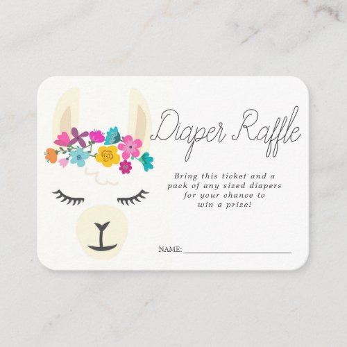Baby Shower Diaper Raffle Ticket  Llama Enclosure Card