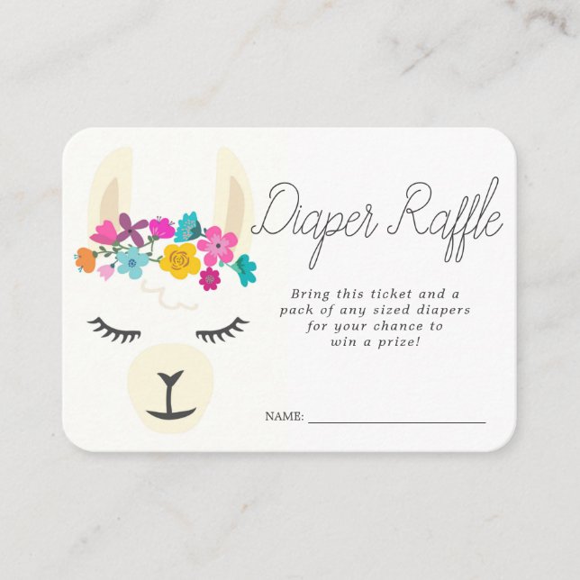 Baby Shower Diaper Raffle Ticket | Llama Enclosure Card (Front)