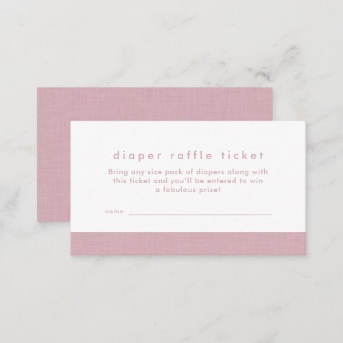 Baby shower diaper raffle ticket pink linen enclosure card