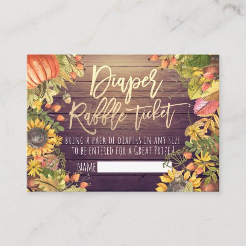 Baby Shower Diaper Raffle Ticket Pumpkin Sunflower Enclosure Card
