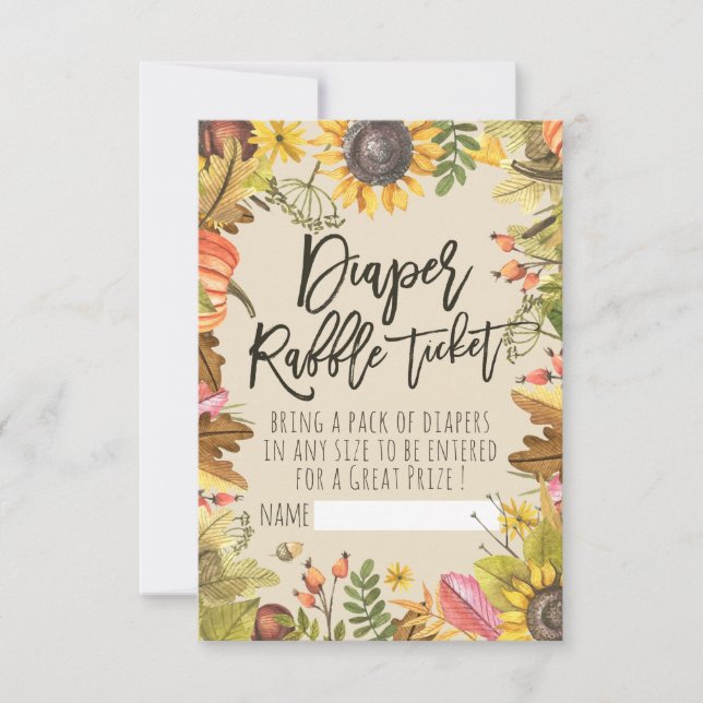 Baby Shower Diaper Raffle Ticket Pumpkin Sunflower Invitation (Front)