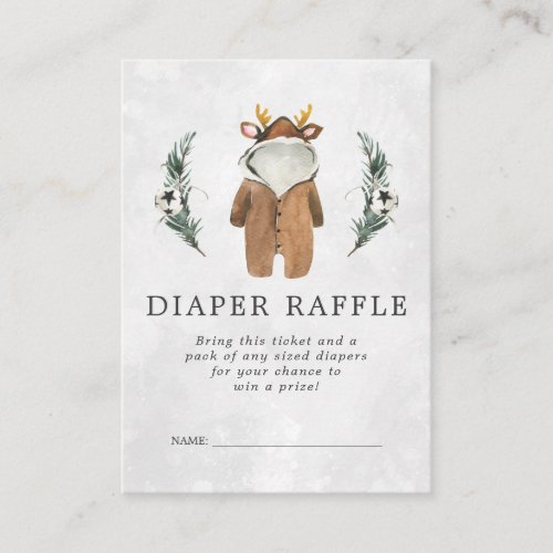 Baby Shower Diaper Raffle Ticket  Reindeer Enclosure Card