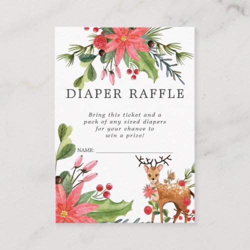 Baby Shower Diaper Raffle Ticket  Reindeer Enclosure Card