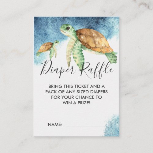 Baby Shower Diaper Raffle Ticket  Sea Turtle Enclosure Card