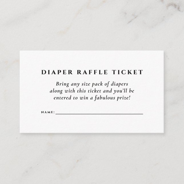 Baby shower diaper raffle ticket simple elegant enclosure card (Front)