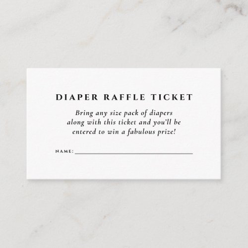 Baby shower diaper raffle ticket simple elegant enclosure card