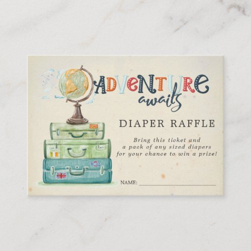 Baby Shower Diaper Raffle Ticket  Vintage Travel Enclosure Card