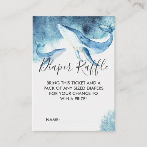 Baby Shower Diaper Raffle Ticket  Whales Enclosure Card